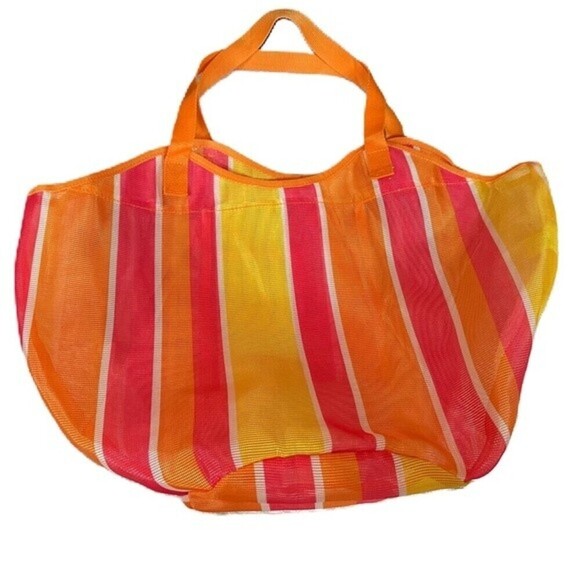 Summer Stripped Beach Mesh Net Shoulder Shopping Bag - Picture 4 of 8